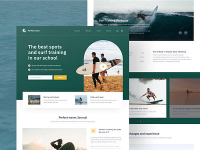 Surf School Website blue design agency green moken ocean surf surfboard surfing ui ui ux ui design ux ux design watersports