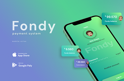 Fondy -Payment system ( mobile ui/ux) app buisness cards design figma icon logo mobile mobile app p2p pay payment app system ui uiux vector