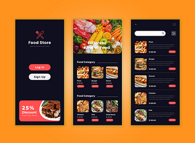 Food App UI Design app design icon illustration web