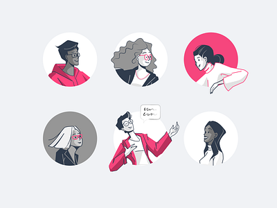 Avatar icon set avatar character face flat illustration man member social vector woman