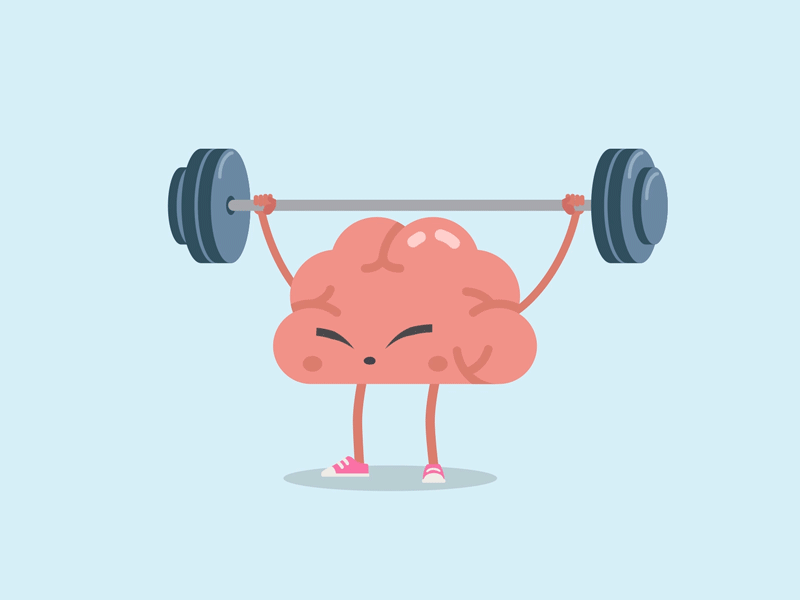 No Brain No Gain animation brain design flat illustration vector workout