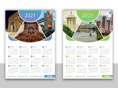 Calendar Design 2021 adobe adobe illustrator adobe photoshop around the world blue calendar calendar design calendar design 2021 designer graphic designer graphic designers light green calendar london bridge mockups old places palace stationary tourist spots ui ux wall calendar