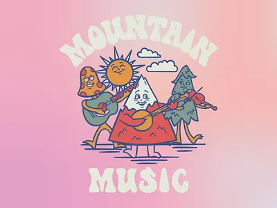 Mountain Music appalachia appalachian bluegrass country music groovy illustration lettering mountains retro
