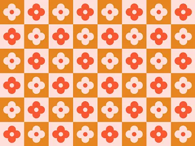 Checkered Flowers checkers flowers graphic retro simple spring