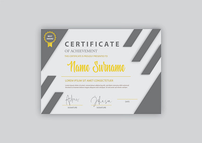 Modern and Simple Certificate award branding certificate design digital illustration modern printing template vector