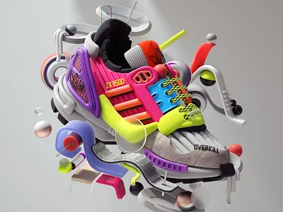 Adidas + Overkill ZX 8500 3d adidas cinema4d design graphic design illustration inspiration octane sneakers