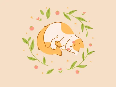 Sleeping Cat cat cute flat design illustration sleeping