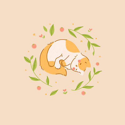 Sleeping Cat cat cute flat design illustration sleeping