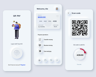 Neumorphism Wallet Concept App app design mobile ui uiux design ux