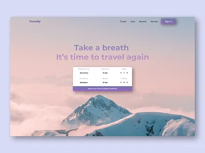 Web design - Hero Section - Minimal - Purple sky affiliate aurora flight flight booking flights hero section minimal pink purple search flight sky travelfy trend ui ui design ux ux design visual design web designer