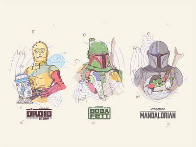 StarWars baby yoda boba fett bounty c3po droids grogu illustration imperial jedi lucasfilm mandalorian mando r2d2 space star wars stormtrooper syfy themandalorian yoda