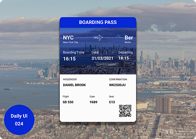 Daily UI 024 Boarding pass design illustration ui uiux vector