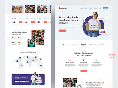 Fundryser - Donation and Charity Website agency agency website charity clean design donate donation fundraising homepage inspiration insurance landing page modern ui ux volunteer web design website website ui