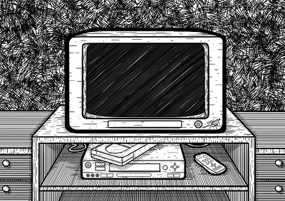 Old TV cross hatching decorative digital digital illustration digitalart drawing illustration line line art lineart old fashioned ornate player recorder stylize stylized tape television tv video