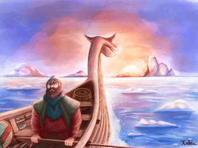 Greenland Vikings iceberg ipad pro ipadpro ocean painting procreate sea sunset vikings watercolor