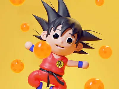 Son Goku 3d 3d art anime character dragonball dribbble goku manga modeling render shot zbrush