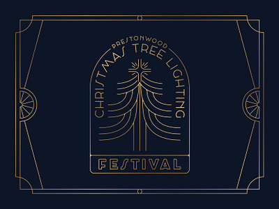 Christmas Tree Lighting art deco christmas christmas tree church church art church branding deco festival gold lockup logo tree tree logo type typography vector