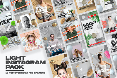 Aesthetic Light Instagram Posts & Stories blog blogger branding design gold golden instagram banner instagram post instagram story template light modern post posts rose gold social media social media pack social media template stories story template