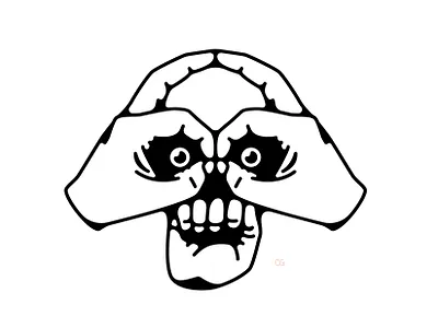 A handy skull abstract design digital art double meaning flat hand hands icon illustration line art logo minimal skull vector wit