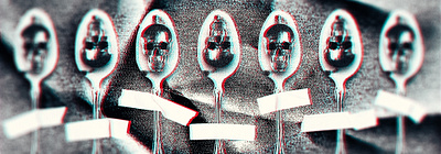 Mind your spoons anaglyph collage digital collage grain grit skulls spoons