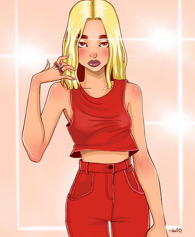 Dua Lipa Fanart characterdesign digital art drawing dua lipa fan art girl drawing illustration procreate