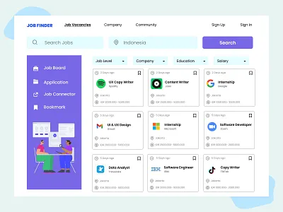 Job Finder job application job listing platform web design