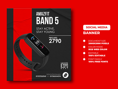 Creative Social Media Banner | Amazfit Band 5 ads fb post instagram banner instagram post instagram stories marketing marketing banner social media social media banner social media banner design ideas social media banner examples social media banner ideas social media banner post social media banner sizes social media design social network socialmedia