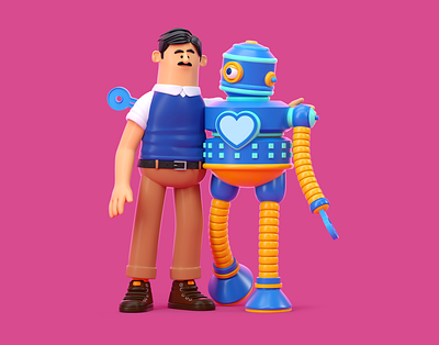 AMIGOS 3d c4d character friends illustration man octane otoy people render robot