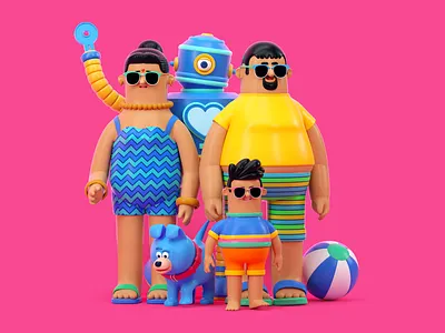 PLAYA 3d beach c4d character illustration octane otoy people render vacations