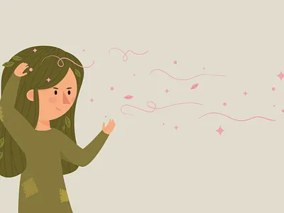 Green witch adobe illustrator flat girl girl character illustration minimal vector witch