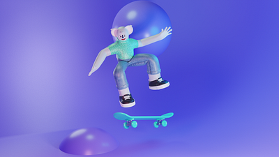 skate with me 3d illustration