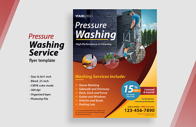 Pressure washing or Cleaning Service Flyer Template 8.5x11 advertising cleaning cleaning service flyer design flyer flyer design flyer template leaflet marketing modern photoshop power cleaning power washing power washing flyer template pressure washing print print ready template design