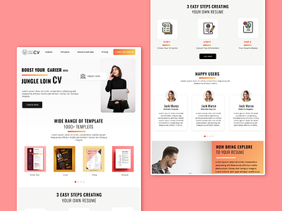 Resume Website Template cv template home screen resume template steps ui ux website website design website homepage website templates website templete