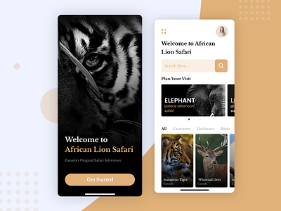 Zoo App Design design getstarted home screen home ui homeuidesign interaction ios ios design ios11 ios12 iphone tiger trend ui ui ux uiux ux wild zoo zooapp