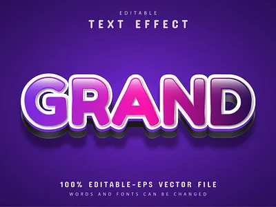 Grand text effect editable animation app clean design graphic design illustration minimal typography vector web