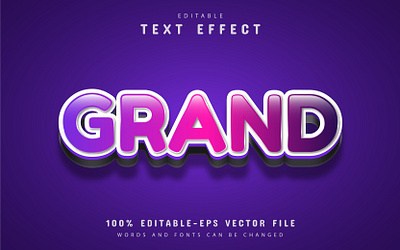 Grand text effect editable animation app clean design graphic design illustration minimal typography vector web