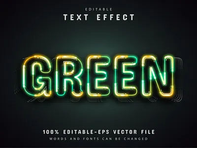 Green neon text effect animation app branding clean flat graphic design illustration logo typography ui web