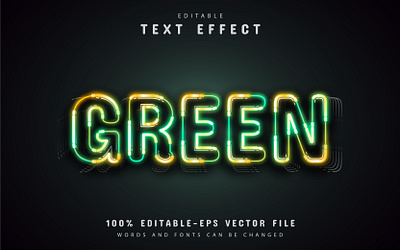 Green neon text effect animation app branding clean flat graphic design illustration logo typography ui web