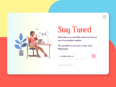 Daily UI Subscribe page 3d colorful dailyui dailyuichallenge design figma figmadesign illustration minimal subscribe subscribe ui ui