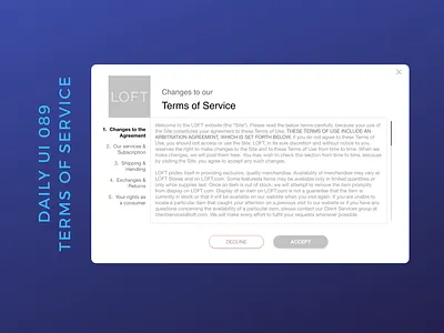 Daily UI 089 terms of service daily ui 089 dailyui terms of service ui web design webdesign