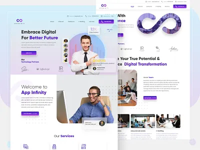 AppInfinity Landing Page Design angular branding creative design design infinity infinity design interaction interface iot it landing page landing page design logo revamp service base ui uiux ux ux design website