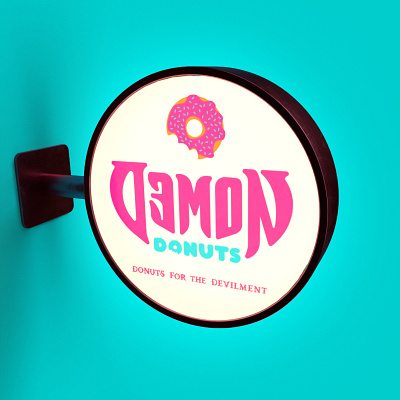 Demon Donuts Sign art direction branding demon design devil donuts nittygritty packaging sign