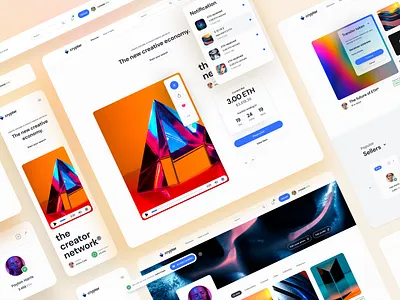 NFT Marketplace UI Kit - Crypter® abstract animation app clean crypto dropdown marketplace minimal mockup navigation bar ui ui design ui design kit ui kit user interface ux ux design web web design