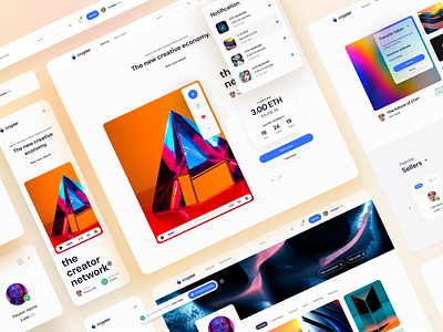 NFT Marketplace UI Kit - Crypter® abstract animation app clean crypto dropdown marketplace minimal mockup navigation bar ui ui design ui design kit ui kit user interface ux ux design web web design