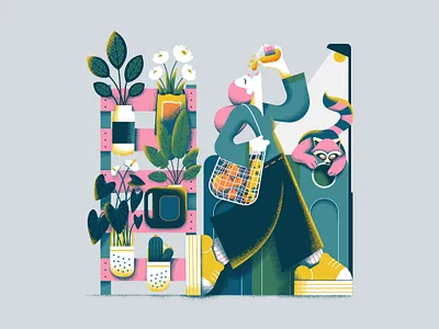 Our planet week 2021 - Prompt 4: Reduce & Reuse 2d affinitydesigner art character colorful design environment flat illustration minimal nature pastels plants recycle vector zerowaste