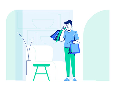 SC - Men with Shoping Bag art character couple design editorial illustration flat illustration illustrator minimal vector