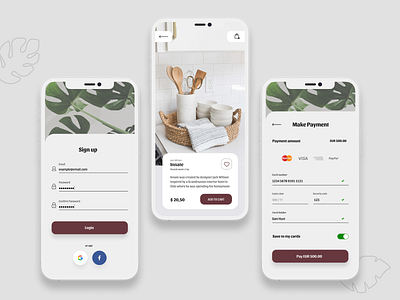 Interior items shop design app application design ecommerce interface interior shop