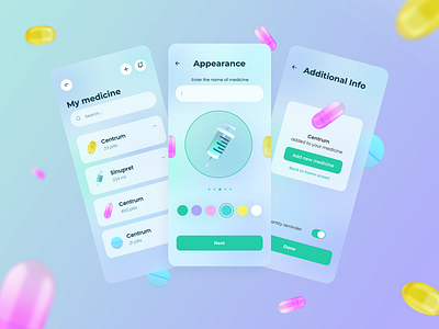 TakePill mobile app 3d 3d modeling application clean ui design equal health app medicine mobile mobile app mobile design mobile ui modern pillreminder pills ui uidesign userexperience userinterface ux