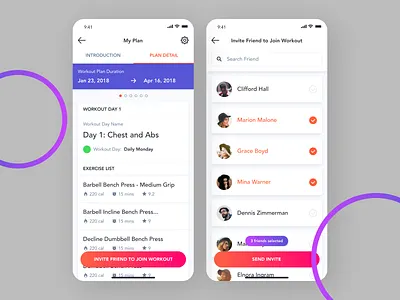 Fitness Planning App app design flat minimal ui ux web