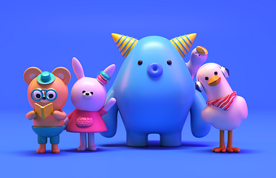 IP突突家族 3d animal characterdesign family